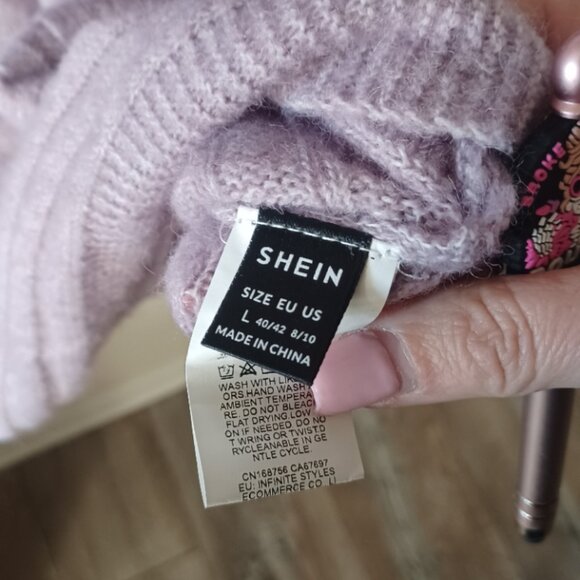 Shein Lilac Scoop Neck Soft Cozy Oversized Knit Ribbed Textured Sweater Large - Picture 3 of 4